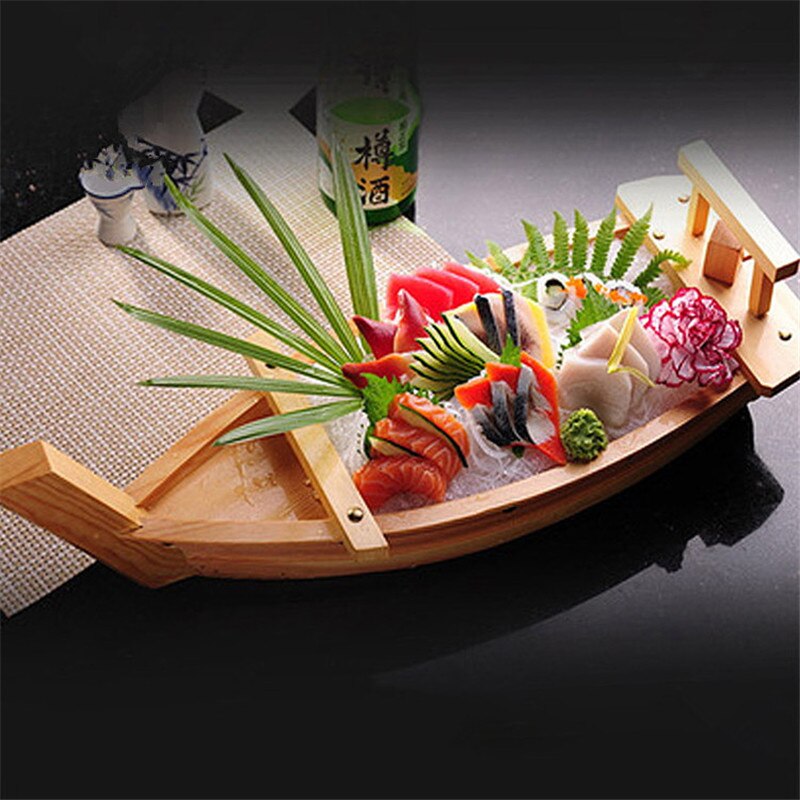 Bateau de Sushi de Cuisine japonaise, outil de fruits de mer, modèle de boutique en bois, fait à la main, bateau Simple, Sashimi assortiment de plats froids, vaisselle de Bar