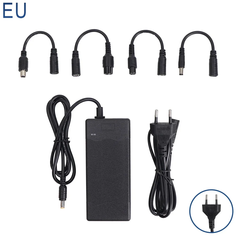 42V 2A Li-ion batterij EU/AU/UK-stekkeroplader Elektrische scooter Duurzame oplader met kabeladapterconnectoronderdelen: WHITE