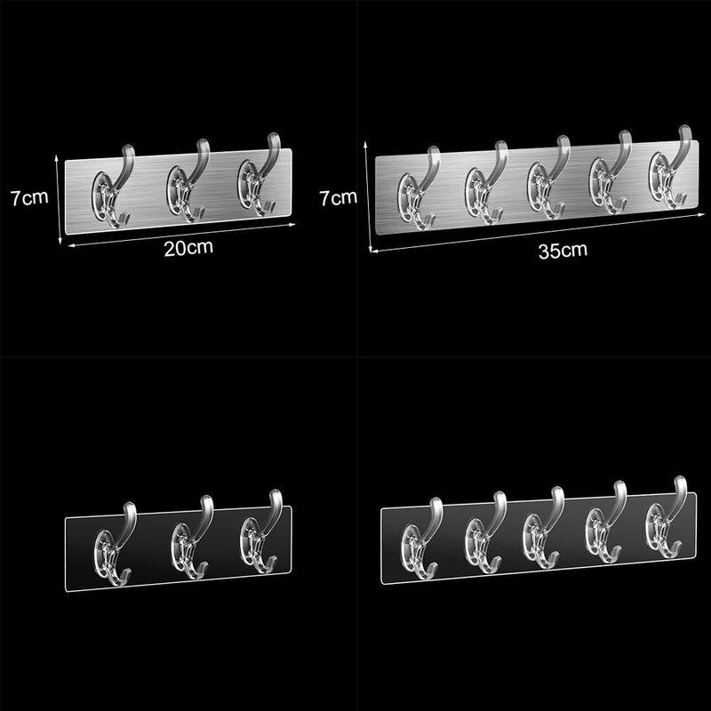 Herbruikbare 3/5 haken sterke kleefhaken kleverige traceless haken transparante douche badkamer keuken houders haken wandhaak  o8 h 1
