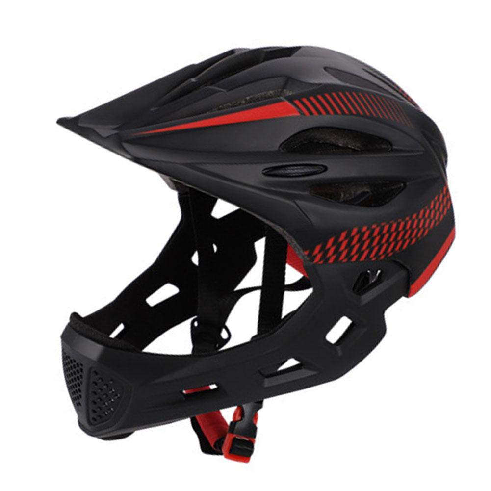 Children Bicycle Helmet Multi-function Sports Full Face Helmet With Taillights For Cycling And Skating Sport Safety Helmets: Red