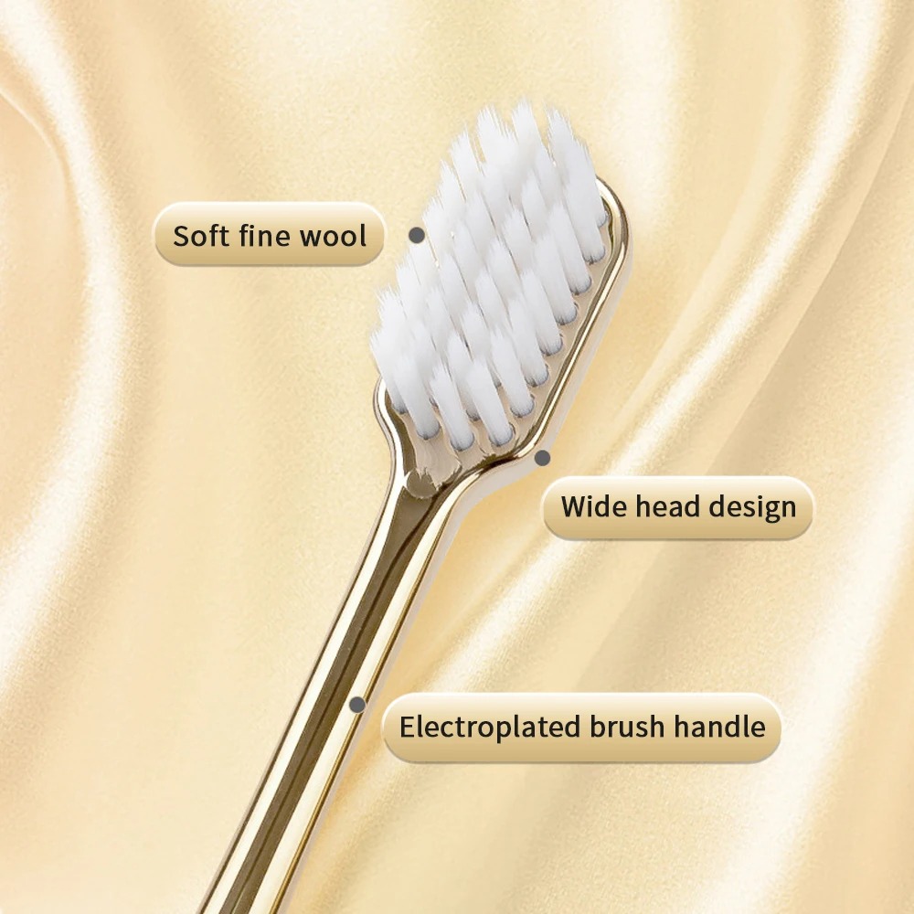Brosse à dents douce de luxe pour hommes et femmes, brosses dentaires pour adultes, or, argent, indépendant, brosses à dents douces, directe