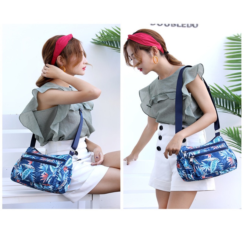 Imperméable à l'eau en Nylon femmes sacs de messager sac à main fourre-tout fleur bandoulière Bolsas embrayage voyage épaule Feminina Bolsos Mujer