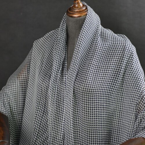 Tissu de gaze georgette froissé en soie imprimé pied de poule très fin 5 momme, SCG429