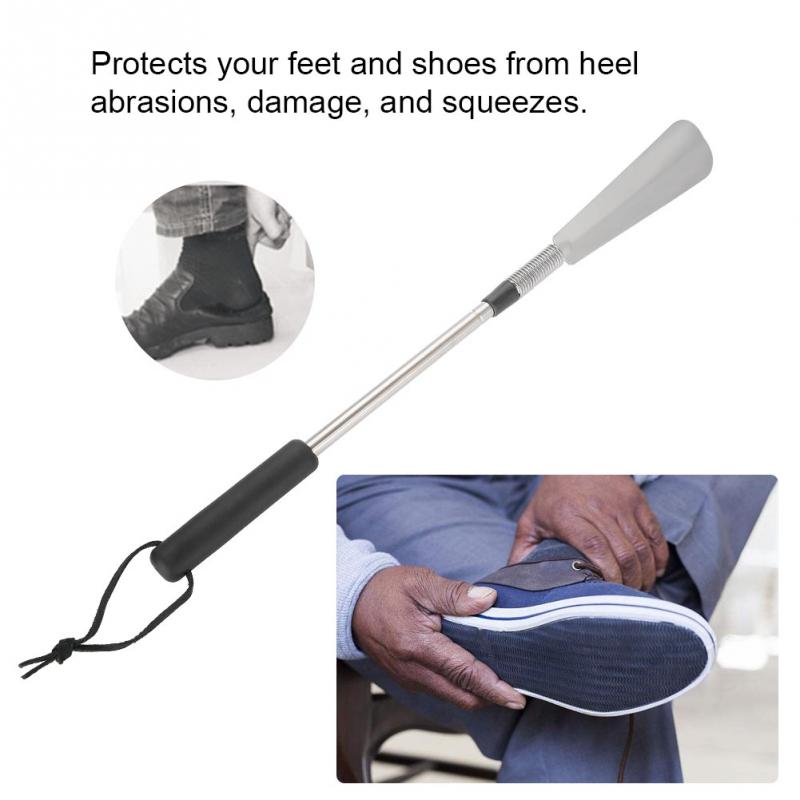 Draagbare Schoenlepel Telescopische Uitschuifbare Schoenlepel Rvs Inklapbare Steel Schoen Accessoire Voor Ouderen & Zwangere
