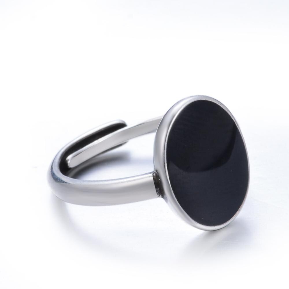 100% 925 ronde, zwarte damesvingerringen van sterlingzilver voor dames met open ringen