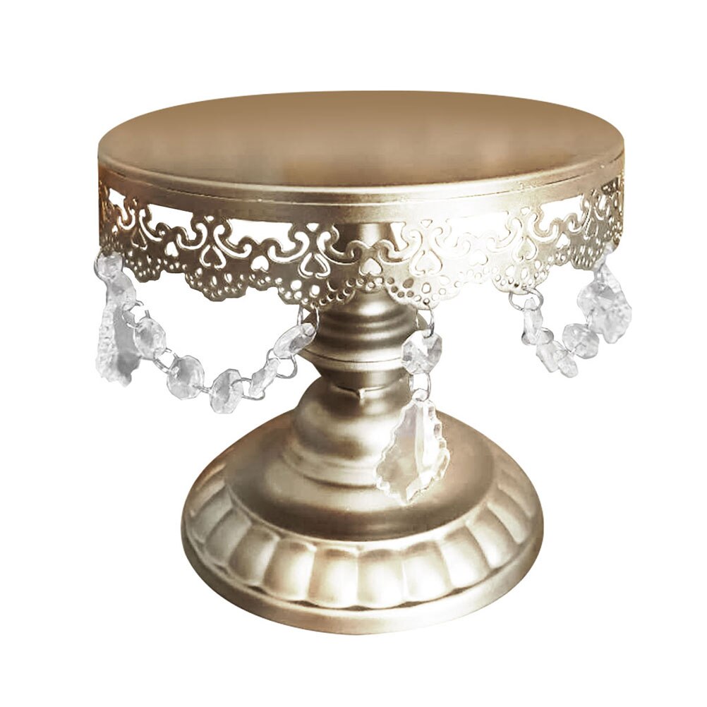 Suministros de decoración de pasteles, cristales, soporte de pastel y Magdalena, soporte de torre, juego de platos de boda, bandeja de decoración de pantalla de Metal redonda para postres y fiestas: S Golden