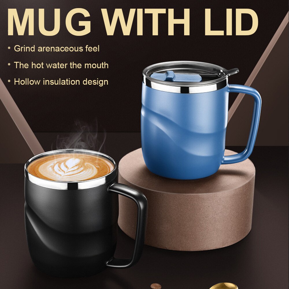 Stainless Steel Insulated Coffee Mug With Sliding Lid Vacuum Travel Mug With Handle Camping Tea Flask For Cold Drinks