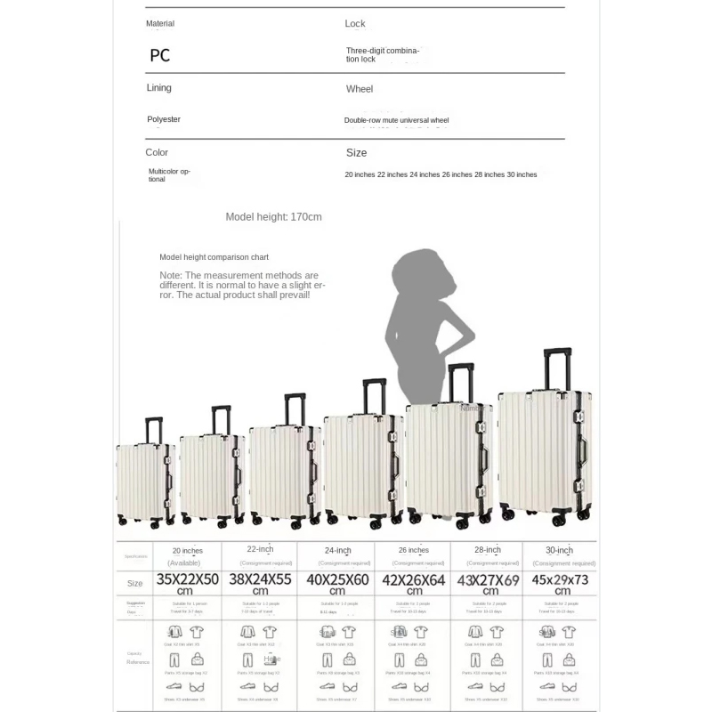 Aluminum Frame Suitcase Universal Wheel Boarding Rolling Luggage Lightweight Trolley Case Combination TSA Lock 20/22/24/26 Inch