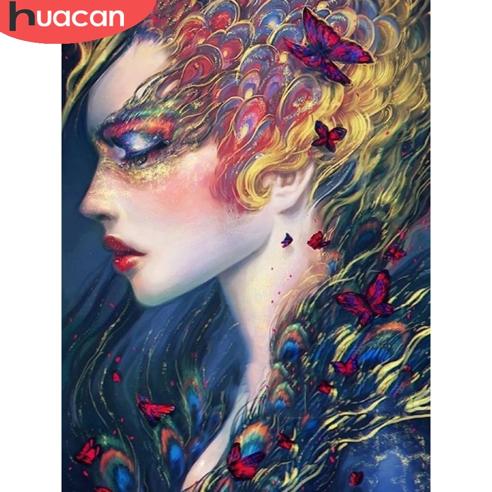 HUACAN DIY Diamond Painting Cross Stitch Woman 5d Diamond Embroidery Portrait Handmade Decorations For Home
