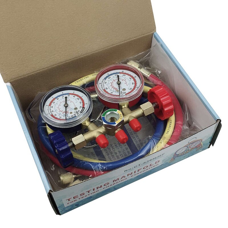 Air Conditioning Fluorinated Pressure Gauge Dual Gauge Fixed Frequency Inverter Air Conditioner Pressure Gauge for Car Home