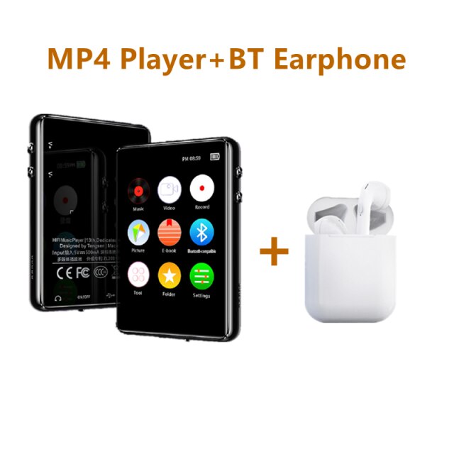 Original metal support, bluetooth 5,0 mp3 mp4 hifi music player, built-in speaker with e-book recording/fm radio/video: With bt earphone / 16gb