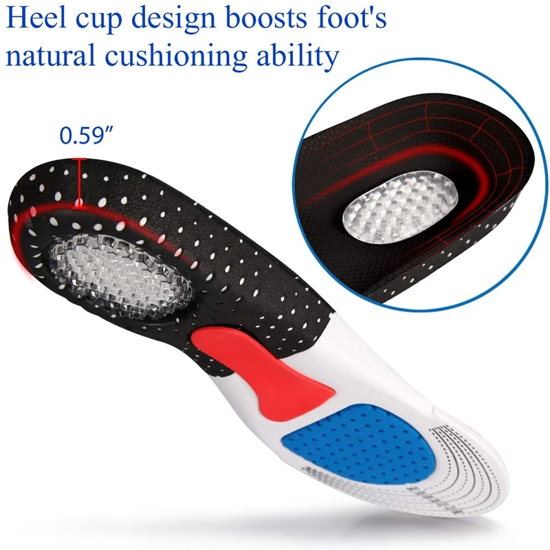 Plantillas ortopédicas para hombre y mujer, plantilla de Gel con cojín de espuma viscoelástica, almohadillas de soporte para arco de silicona, almohadilla para calzado deportivo, inserto suave para correr