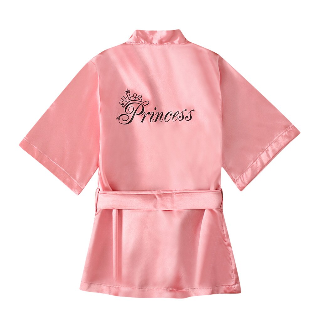 Peuter Baby Kids Meisjes Effen Zijde Satijn Kimono Gewaden Badjas Nachtkleding Pyjama Zachte En Comfortabele Kinderen Slaap Gewaad