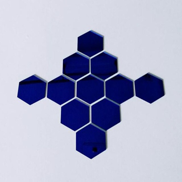 Removable Acrylic Mirror Setting Wall Sticker Decal for Home Living Room Bedroom Decor 3D Hexagon Wall Decals: Blue / 1.6