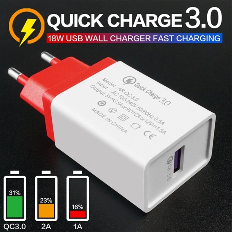 5V 3.5A Quick Charge 3.0 18W Usb Charger 6 Kleuren Snel Opladen Mobiele Telefoon Eu Plug Muur Lading voor Iphone Samsung Huawei Xiaomi