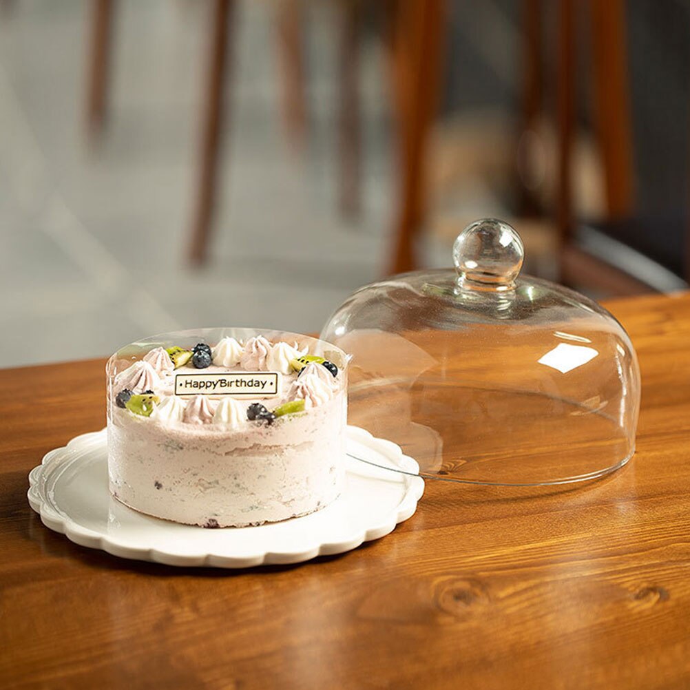Transparent Cake Glass Cover Dustproof Cake Display Lid Durable Food Protective Cover Wedding Party Pastry Bread Tray