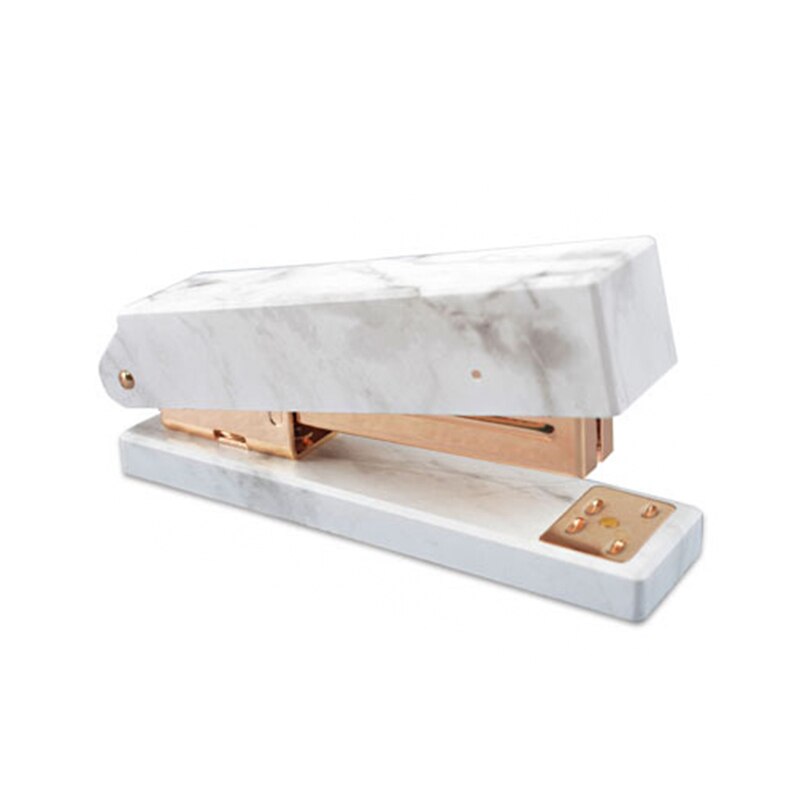 Hæftemaskine i marmor mønster kraftigt skrivebordsfjederdrevet hæftemaskine hjemmekontor  nd998: Guld