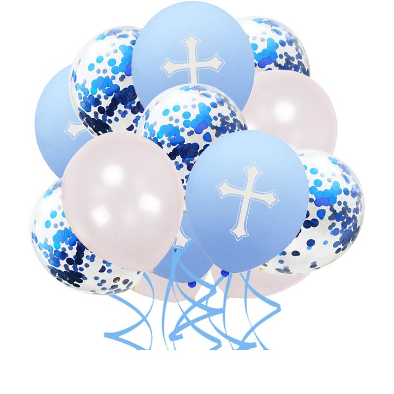 15 st/lot glad påsk ballonger blå dop påsk kors ballonger hjärta dop fest dekoration ballong gud välsigne helig ande