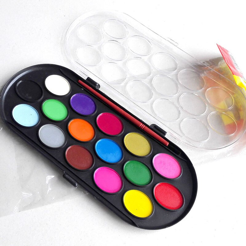 16 Kleuren Solid Aquarel Verf Verf Doos Met Penseel Professionele Heldere Kleur Draagbare Schets Aquarel Palet