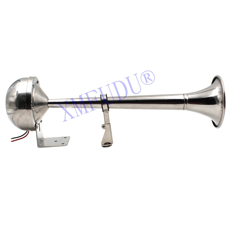 12v Marine Boat Stainless Steel Single Trumpet Horn , Low Tone, 16-1/8"