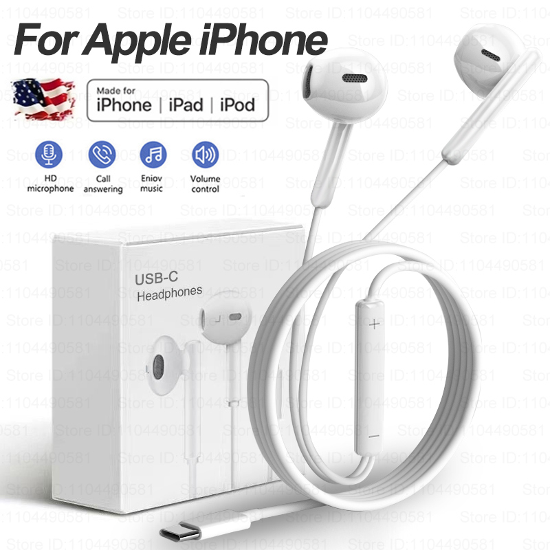 Do oryginalnych słuchawek Apple do iPhone'a 16 Pro Max 15 14 13 12 11 Słuchawki douszne XS XR 8 6 7 Przewodowy zestaw słuchawkowy Akcesoria do telefonu
