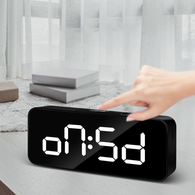 Digital Alarm Clock,Sound Control,Dual Alarms,12/24 H,Volume&Brightness Adjustable,Rechargeable Backup Battery