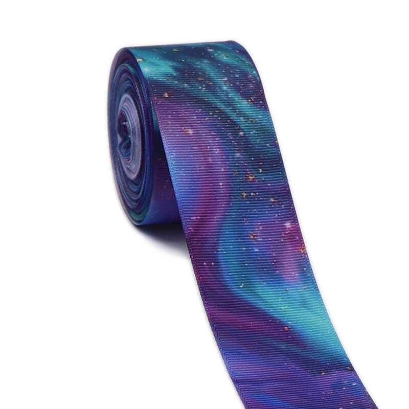 5 Yards 1.5" 38MM Purple Starry Sky Printed Ribbon For Hair Bows DIY Crafts Handmade Accessories Y2020121703