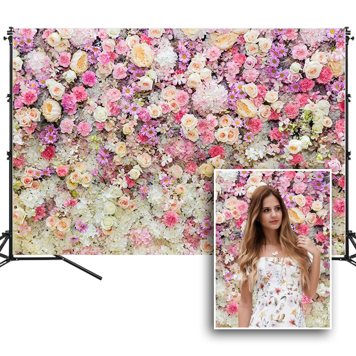 Vinyl Photo Studio Background Cloth 3D Flower Wall Photography Backdrop For Wedding Party Photo Prop Photography Flower Party