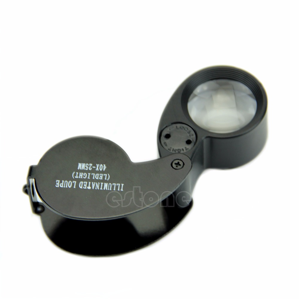 40x 25mm Glass Magnifying Magnifier Jeweler Eye Jewelry Loupe Loop Led Light