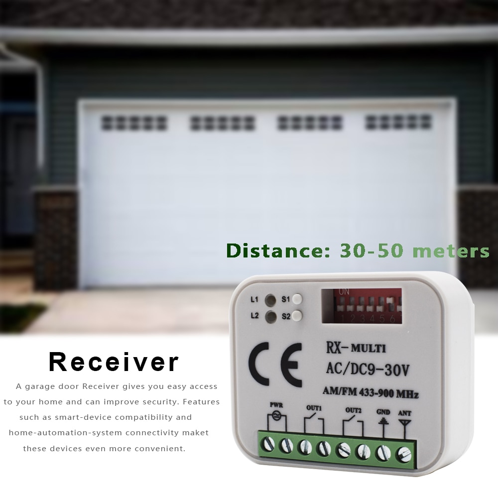 Garage gate fjernmodtager rx multi 300-900 mhz ac /dc 9-30v fjernbetjening til 433 mhz /300/315/330/390/868 mhz kommandosender