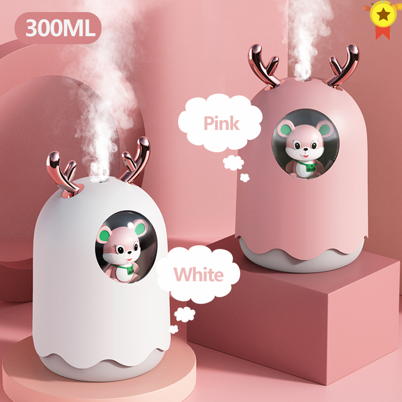 Lovely Cat Air Humidifier USB Aromatherapy Mist Maker Fogger with LED Lamp Mini Portable Ultrasonic Aroma Diffuser Air Purifier