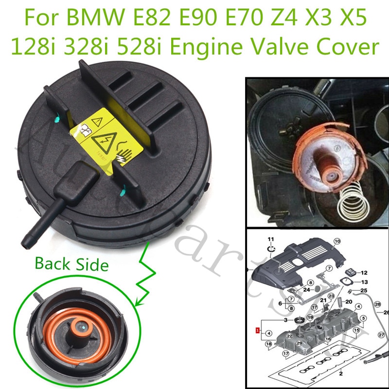 11127552281 11-12-7-552-281 cubierta de válvula de cabeza de ingeniero PCV para BMW E60 E65 E66 e70 E83 E88 E91 F10 N52 128i 328i 528i X3 X5 Z4