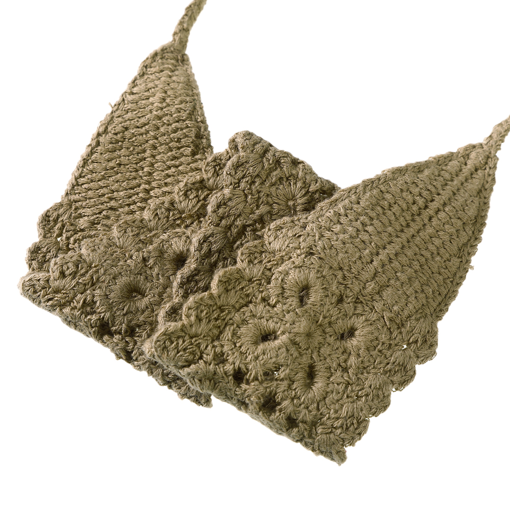 AWAYTR Effen kleur holle gebreide haarbanden Vintage haarsjaal voor vrouwen Bloem gebreide hoofdband Boheemse haaraccessoires