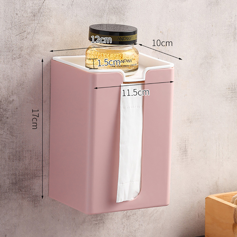 Tissue Doos Wandmontage Badkamer Toiletrolhouder Gratis Punch Woonkamer Keuken Papier Dispenser Thuis Tissue Storage Case: Pink With Lid
