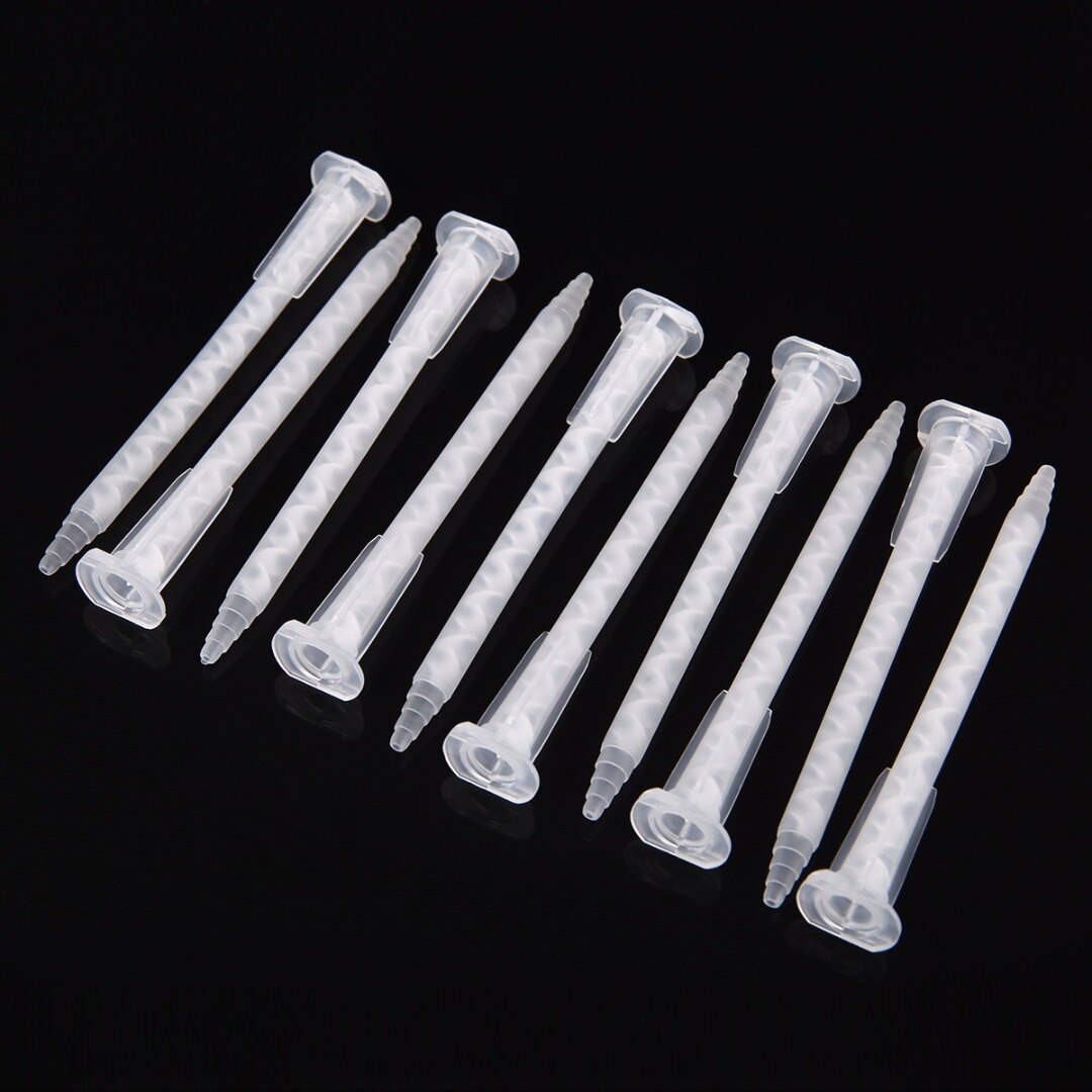 50pcs MA5.4-17S Static Mixer Nozzle 103.6mm Mixing Tip Plastic Tube Epoxy Nozzles for Epoxy Resin Adhesive Tool 50ml