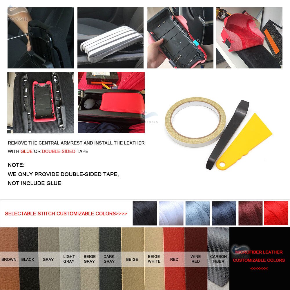 Garniture de boîte d&#39;accoudoir de commande centrale en cuir microfibre, accessoires de voiture pour VW Touran 2006 2007