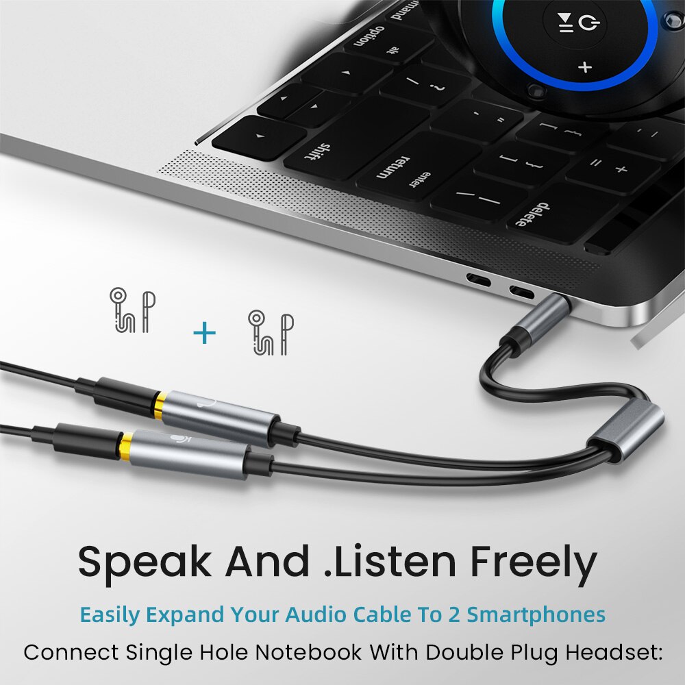 Jack da 3.5mm per cuffie Mic divisore Audio cavo adattatore prolunga Aux placcato in oro per microfono per PC
