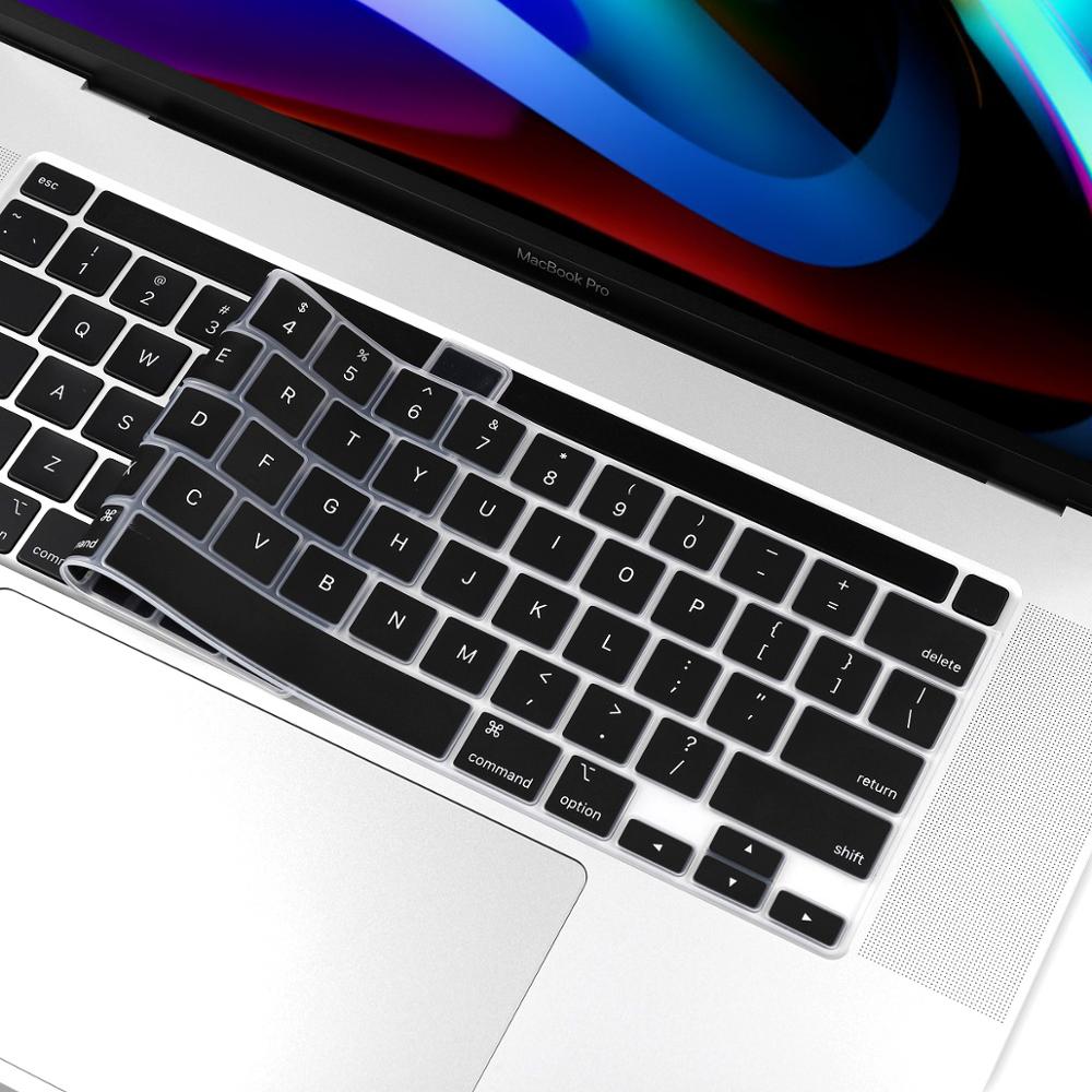 Keyboard Cover for Macbook Pro 16 Model A2141 US Enter English Alphabet Silicone Keyboard Protector Skin: Black