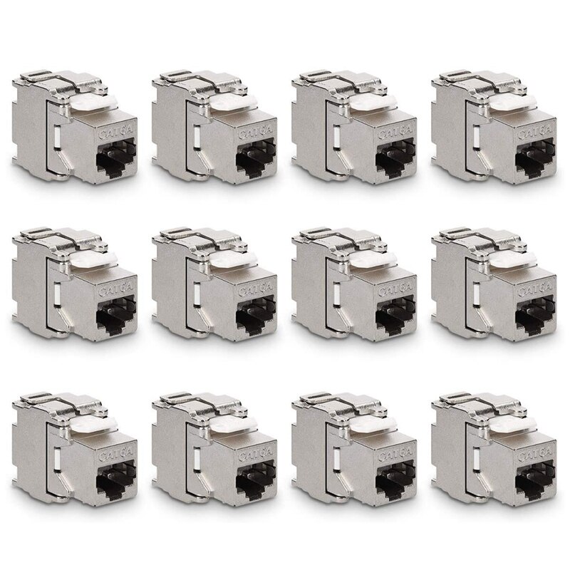 Keystone-modulbuchsen,  - 12 -teilig, cat -6a -geschirmte keystone-buchse ,  rj45 cat- 6a -ethernet-module, 10 gigabit mit metallgehäuse