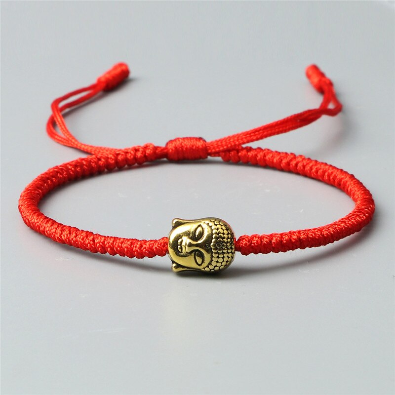 Gouden Boeddha Hoofd Mode Armband Classic Rood Zwart Bruin String Charm Voor Vriendschap Gevlochten Armbanden Handgemaakte Sieraden