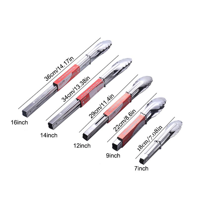 Stainless Steel Cooking Tongs Non-Stick Barbecue Tongs Bread Tongs Salad Serving Tong Anti Heat Bread Clip BBQ Tool