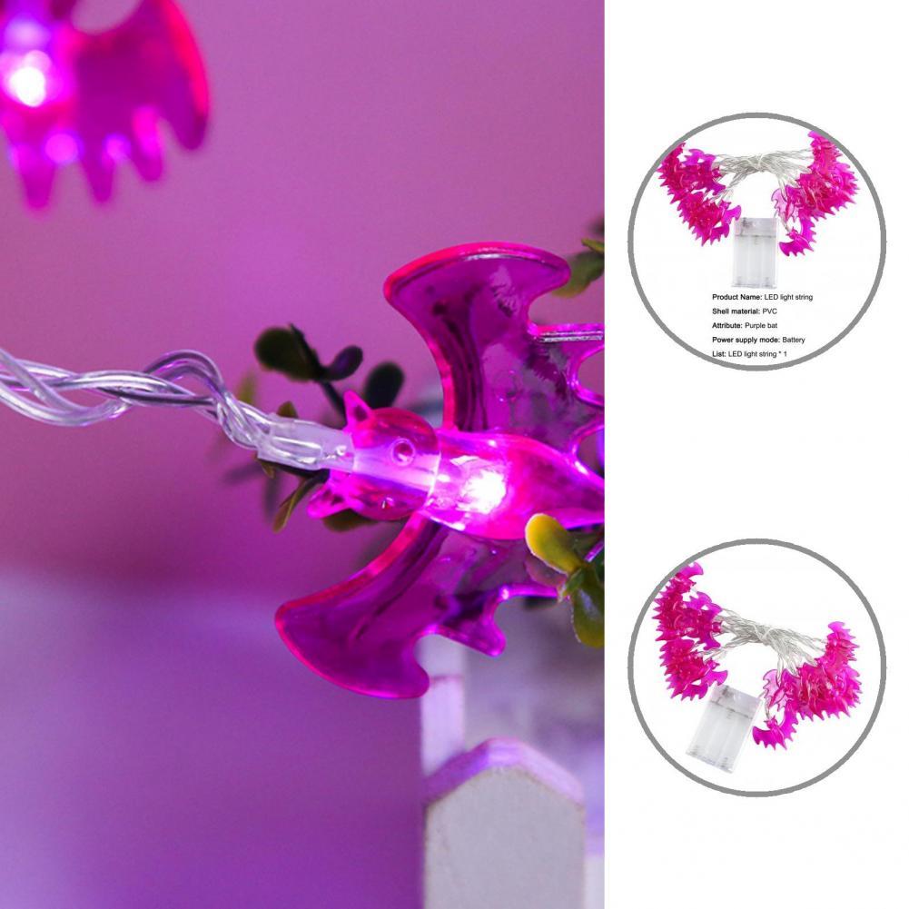 Eco-friendly Practical Halloween Bat LED String Lamp Durable Fairy Light Bat Shape for Home