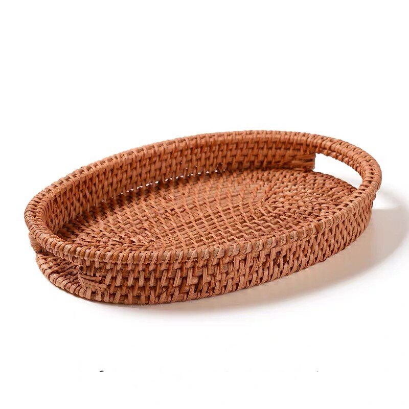 Opbergmand handgevlochten rotan bruin ovaal in oude tradities fruit brood snack opbergmand keuken huishoudelijke artikelen: 30 21 4cm