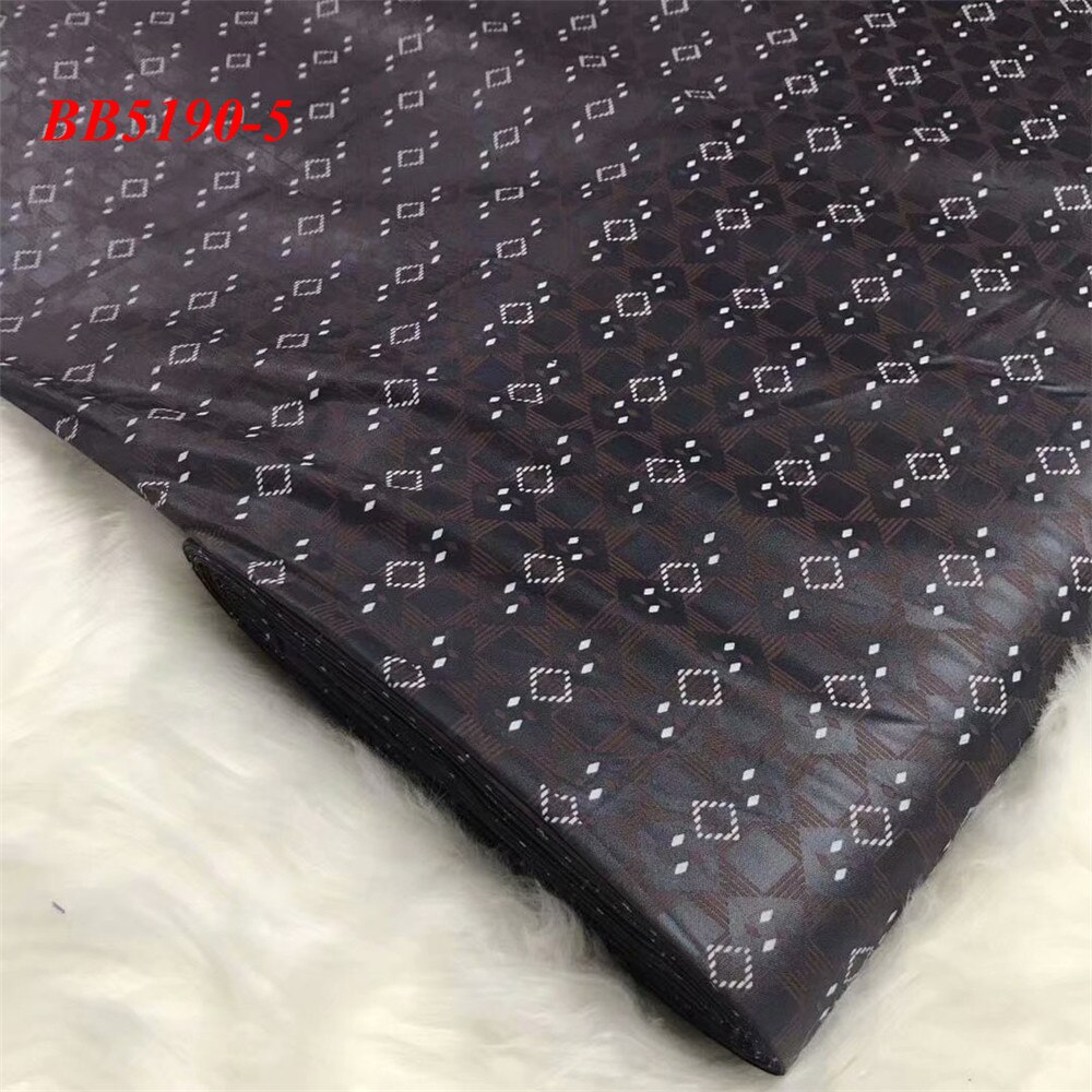 Sort farve afrikansk stil vandtæt mørk bazin herretøj stof 5 yards: 5