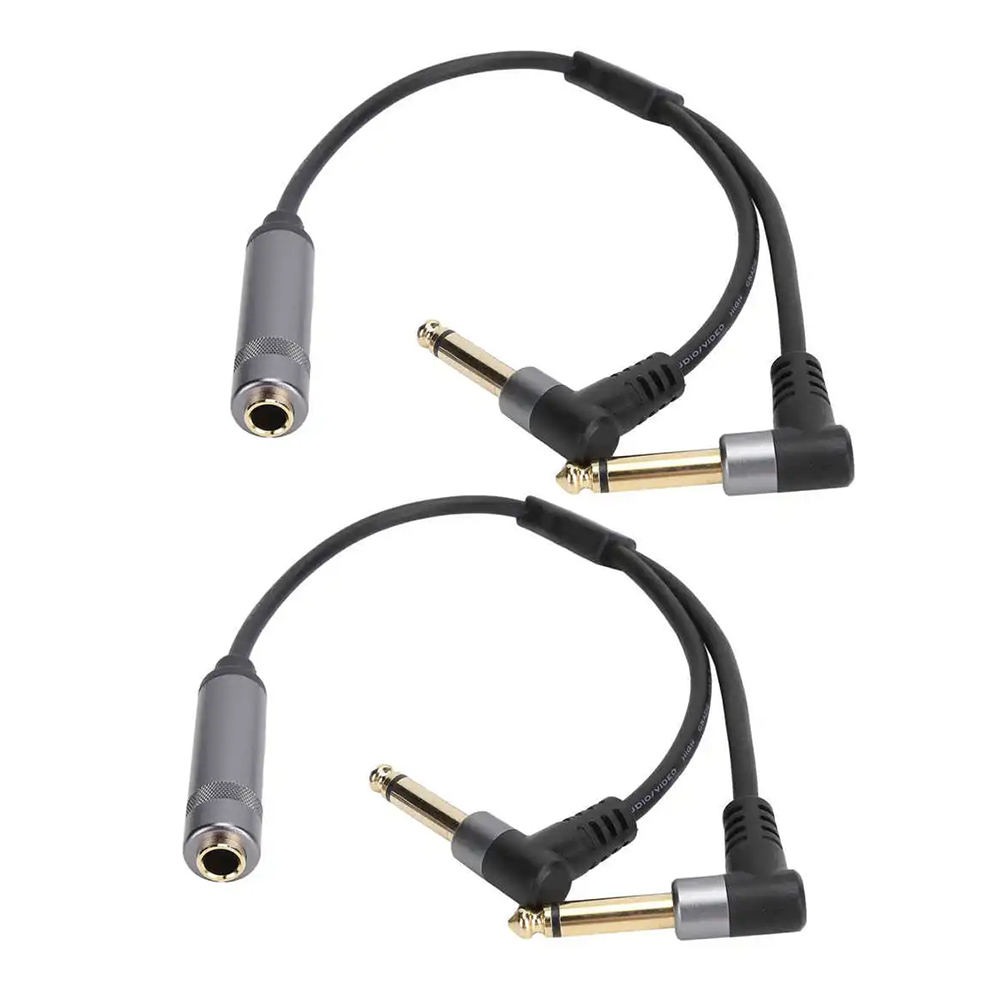 6,35 mm jack splitter 1/4 TRS stereo vrouwelijk naar dual 1/4 TS mono haakse 6,35 mm audio breakout-kabel 30 cm voor luidsprekermixer: WIT