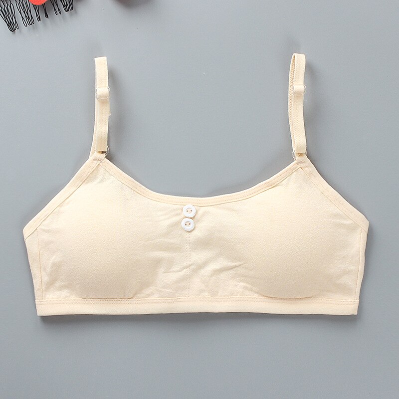 Girl Bra Sport Cotton Soild Kids Underwear for Teenagers Young Girls Small Wireless Training Teen Bras 8-16Y Clothes For Girls: Beige