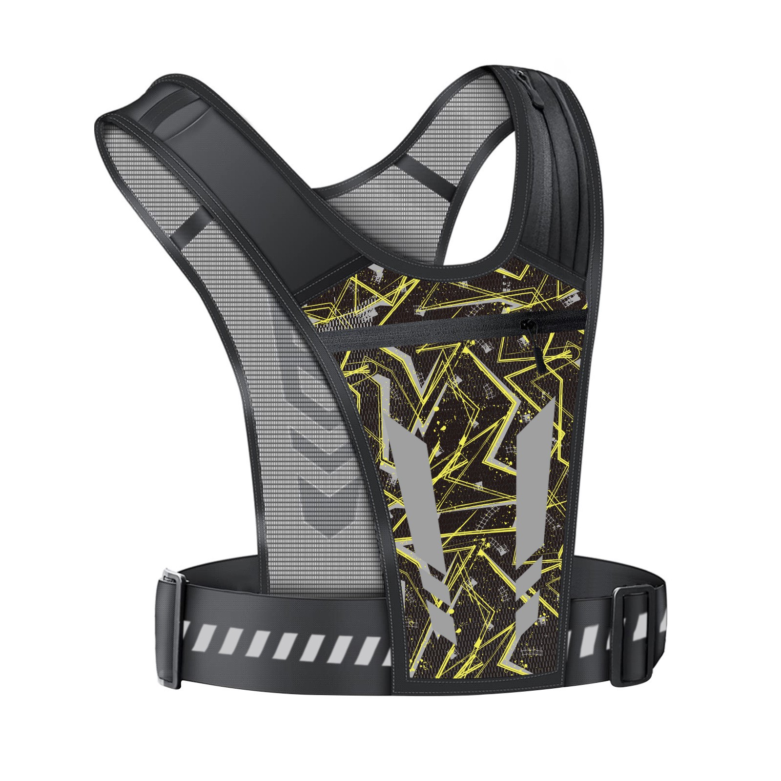 Reflective Running Backpack Lightweight Sports Running Cycling Vest Mobile Phone Cards Bag Men and Women Jogging Fitness Vest: black color