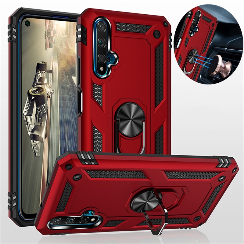 For Huawei Nova 5T Nova5T 5 T Case Magnet Car Ring Stand Holder Case for Huawei Honor 20 Honor20 Soft Silicone Bumper Case