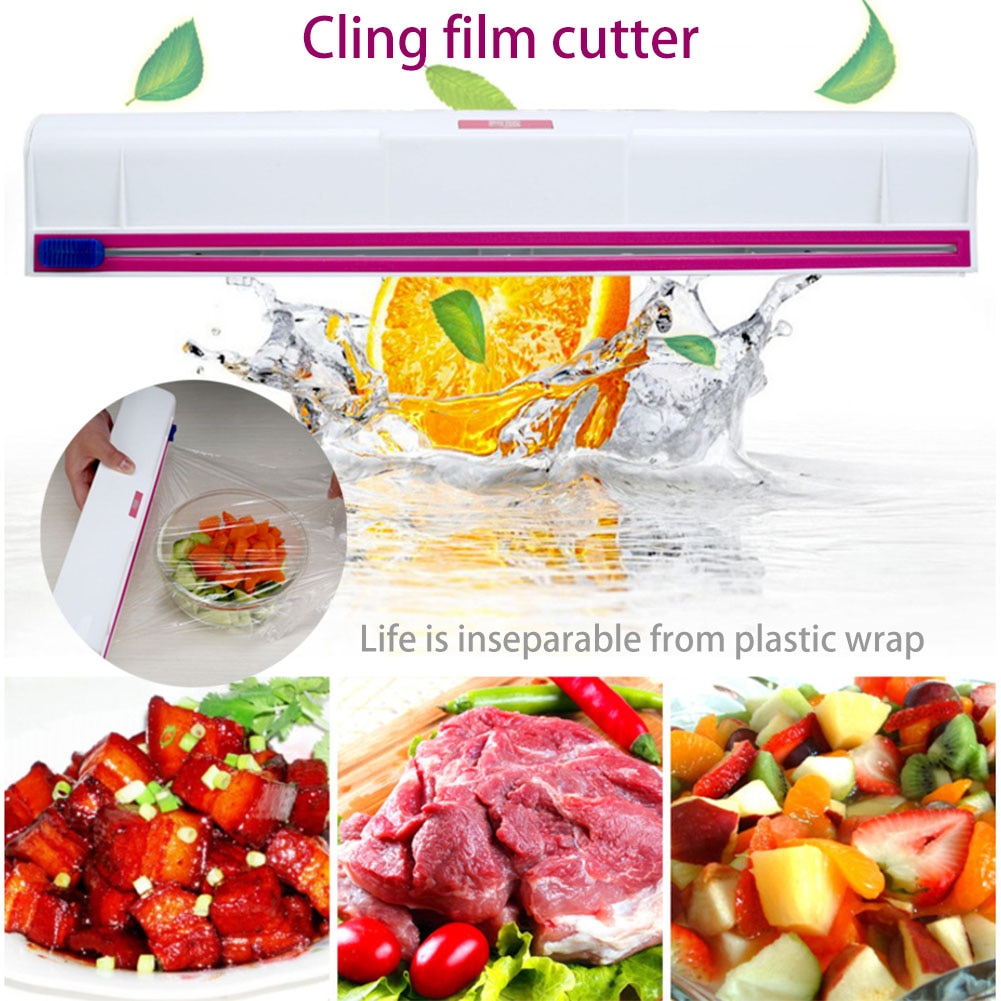 Frugt mad klæbende wrap dispenser plast mad wrap kutter køkken klæbemiddel konserveringsmiddel film cutter hjem køkken værktøj tilbehør