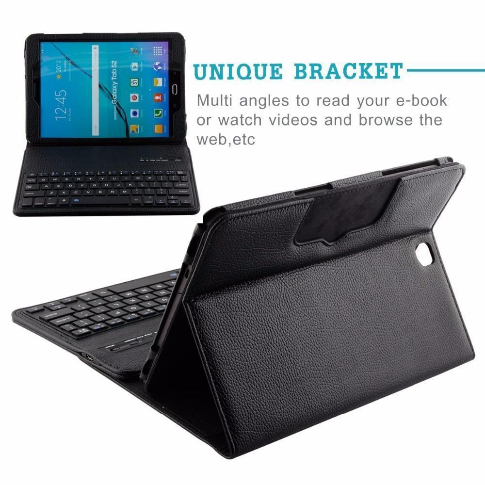 Removable Wireless Bluetooth Keyboard Portfolio Leather Stand Case Cover For Samsung Galaxy Tab S2 9.7 T810 T815 T819.